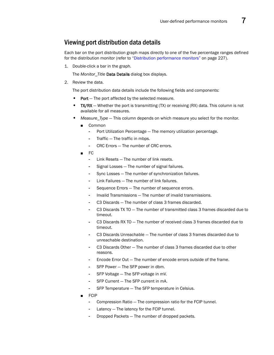 Viewing port distribution data details | Brocade Network Advisor SAN User Manual v12.1.0 User Manual | Page 287 / 1690