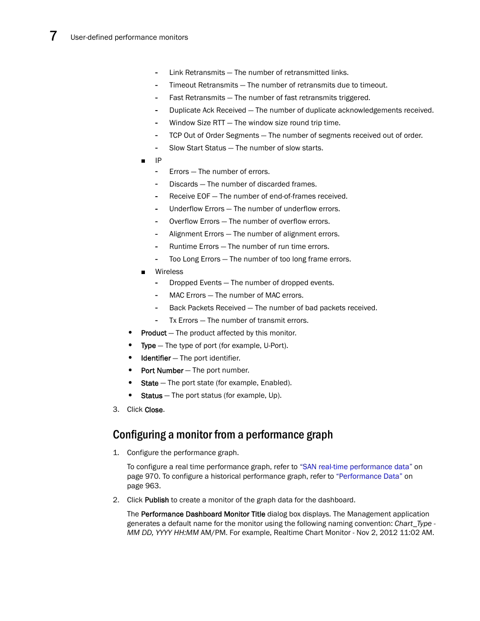 Configuring a monitor from a performance graph | Brocade Network Advisor SAN User Manual v12.1.0 User Manual | Page 288 / 1690
