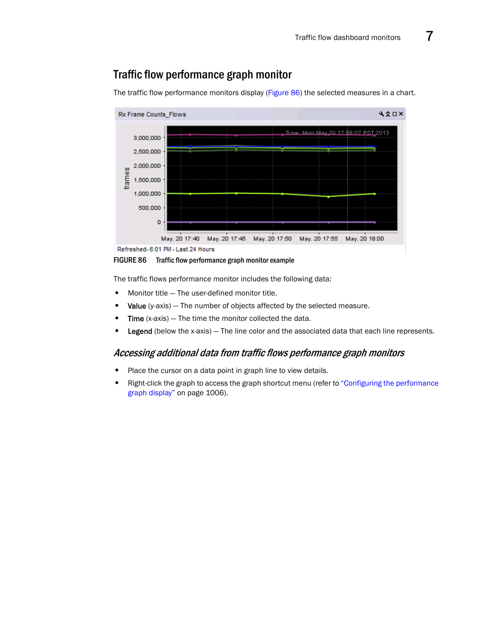 Traffic flow performance graph monitor | Brocade Network Advisor SAN User Manual v12.1.0 User Manual | Page 291 / 1690