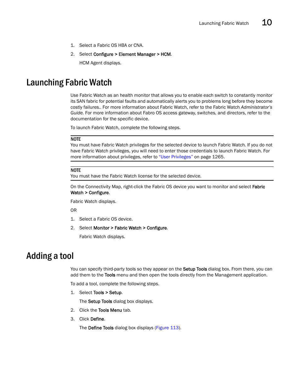 Launching fabric watch, Adding a tool | Brocade Network Advisor SAN User Manual v12.1.0 User Manual | Page 363 / 1690