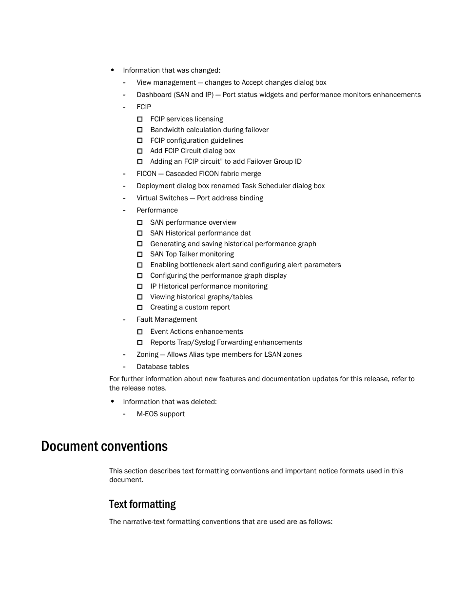 Document conventions, Text formatting | Brocade Network Advisor SAN User Manual v12.1.0 User Manual | Page 45 / 1690