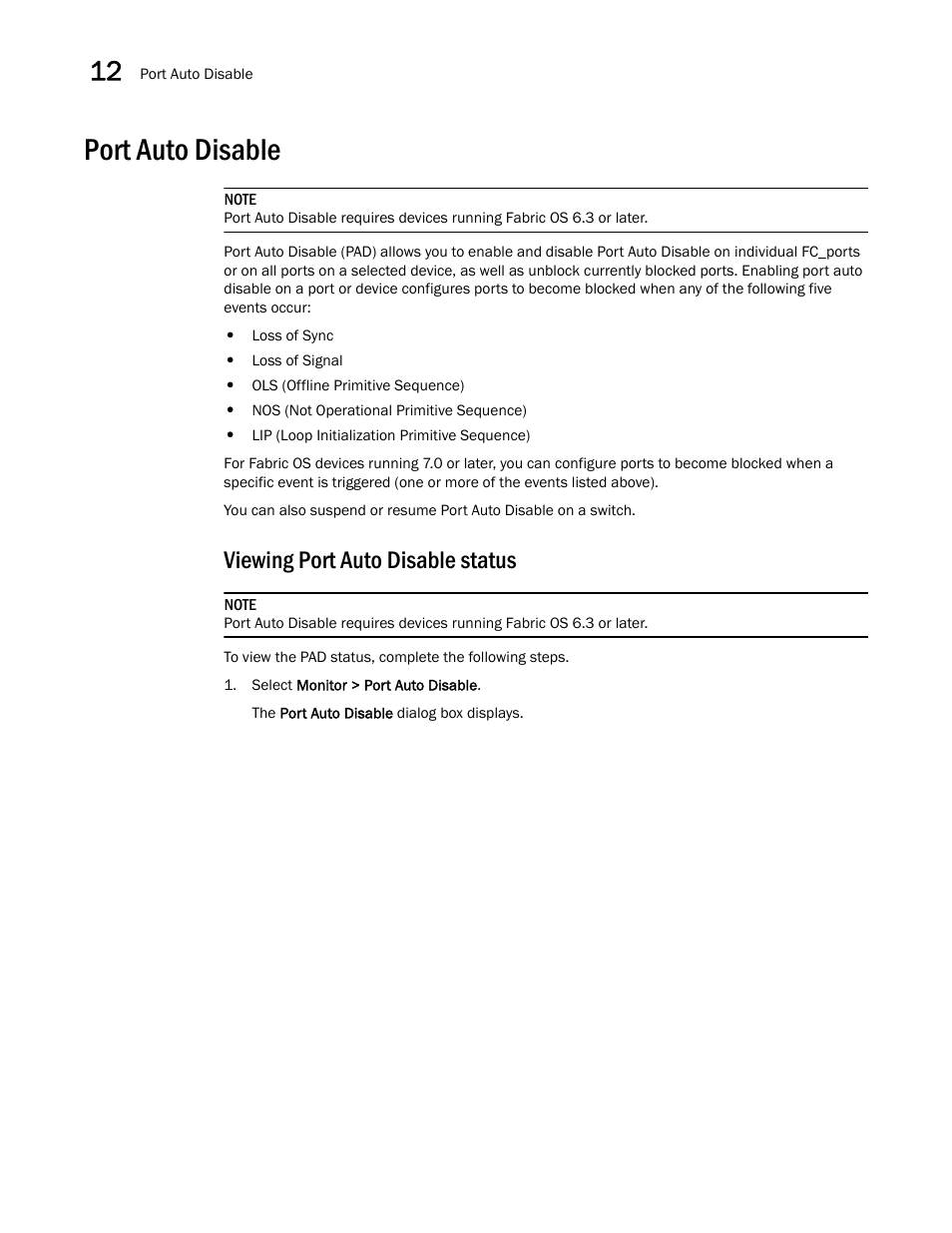 Port auto disable, Viewing port auto disable status | Brocade Network Advisor SAN User Manual v12.1.0 User Manual | Page 466 / 1690