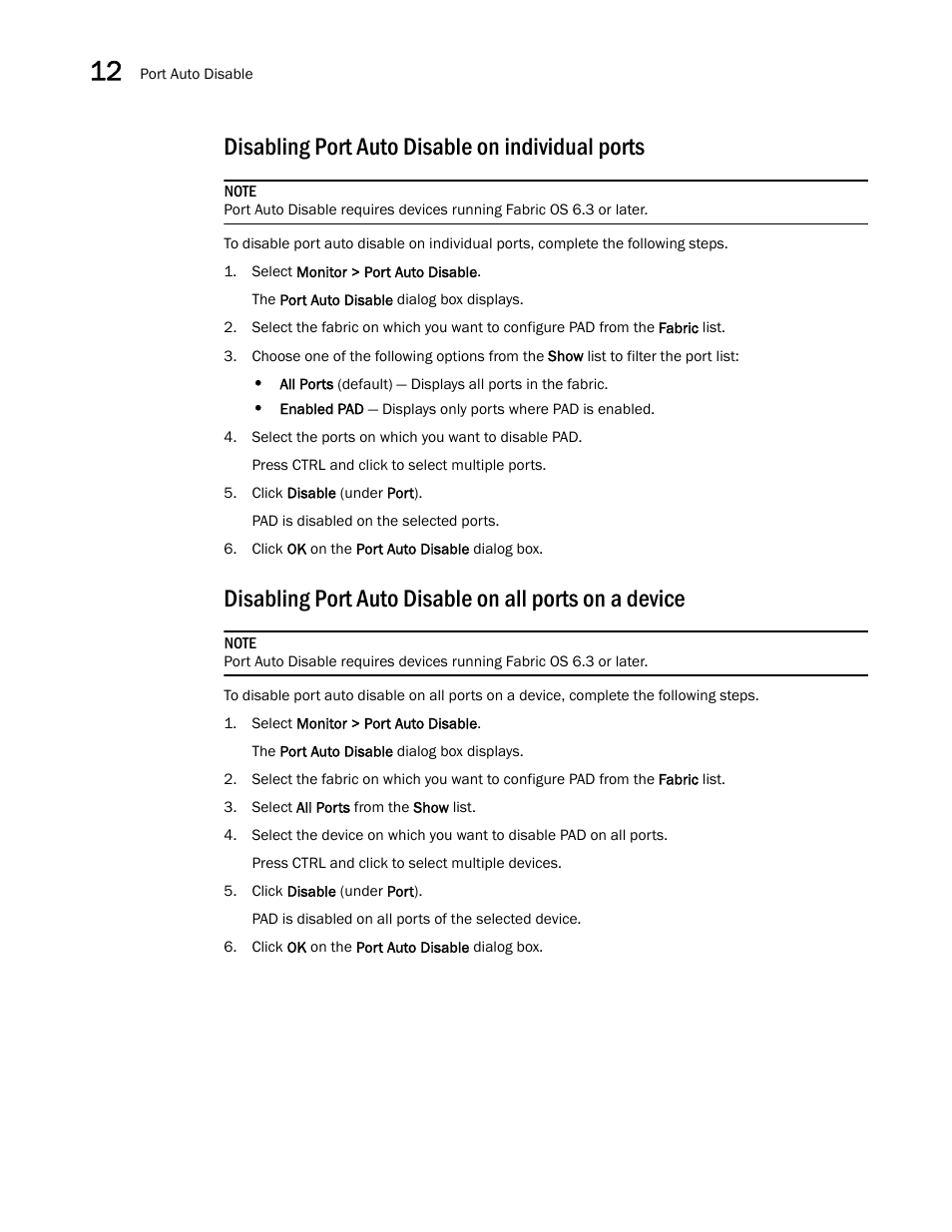 Disabling port auto disable on individual ports | Brocade Network Advisor SAN User Manual v12.1.0 User Manual | Page 470 / 1690
