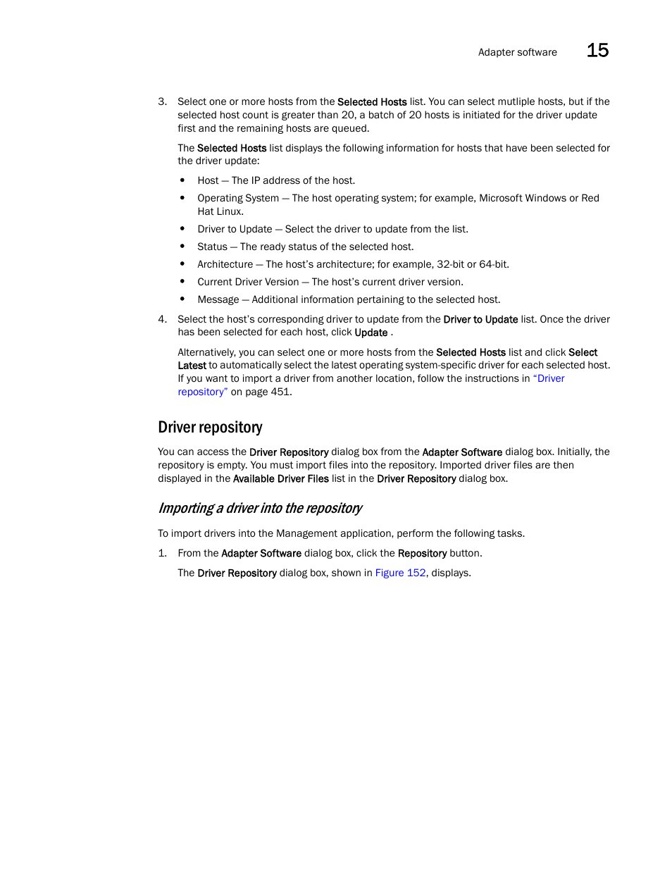 Driver repository, Importing a driver into the repository | Brocade Network Advisor SAN User Manual v12.1.0 User Manual | Page 499 / 1690