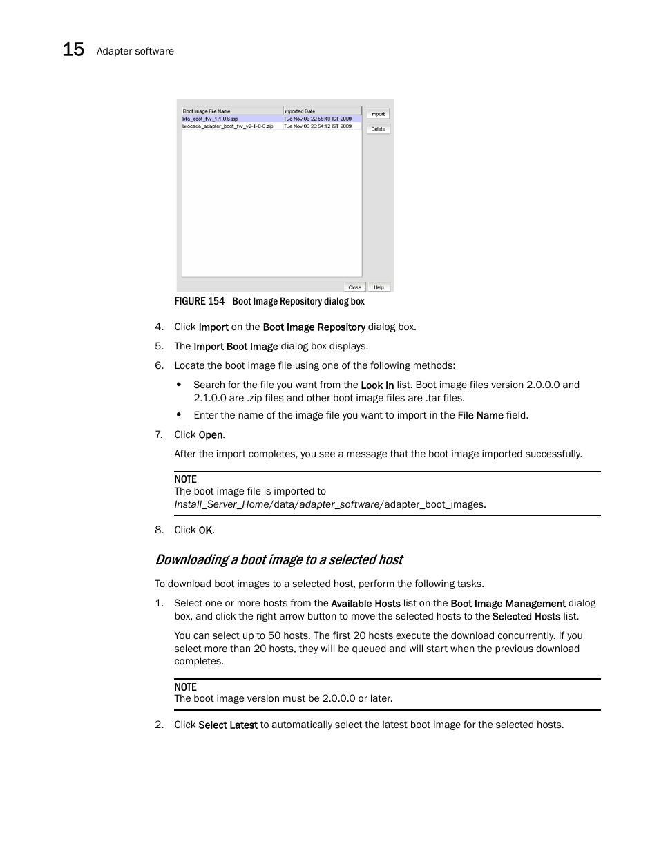 Downloading a boot image to a selected host | Brocade Network Advisor SAN User Manual v12.1.0 User Manual | Page 502 / 1690