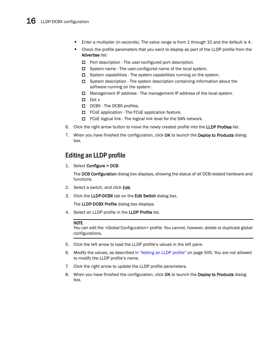 Editing an lldp profile | Brocade Network Advisor SAN User Manual v12.1.0 User Manual | Page 554 / 1690