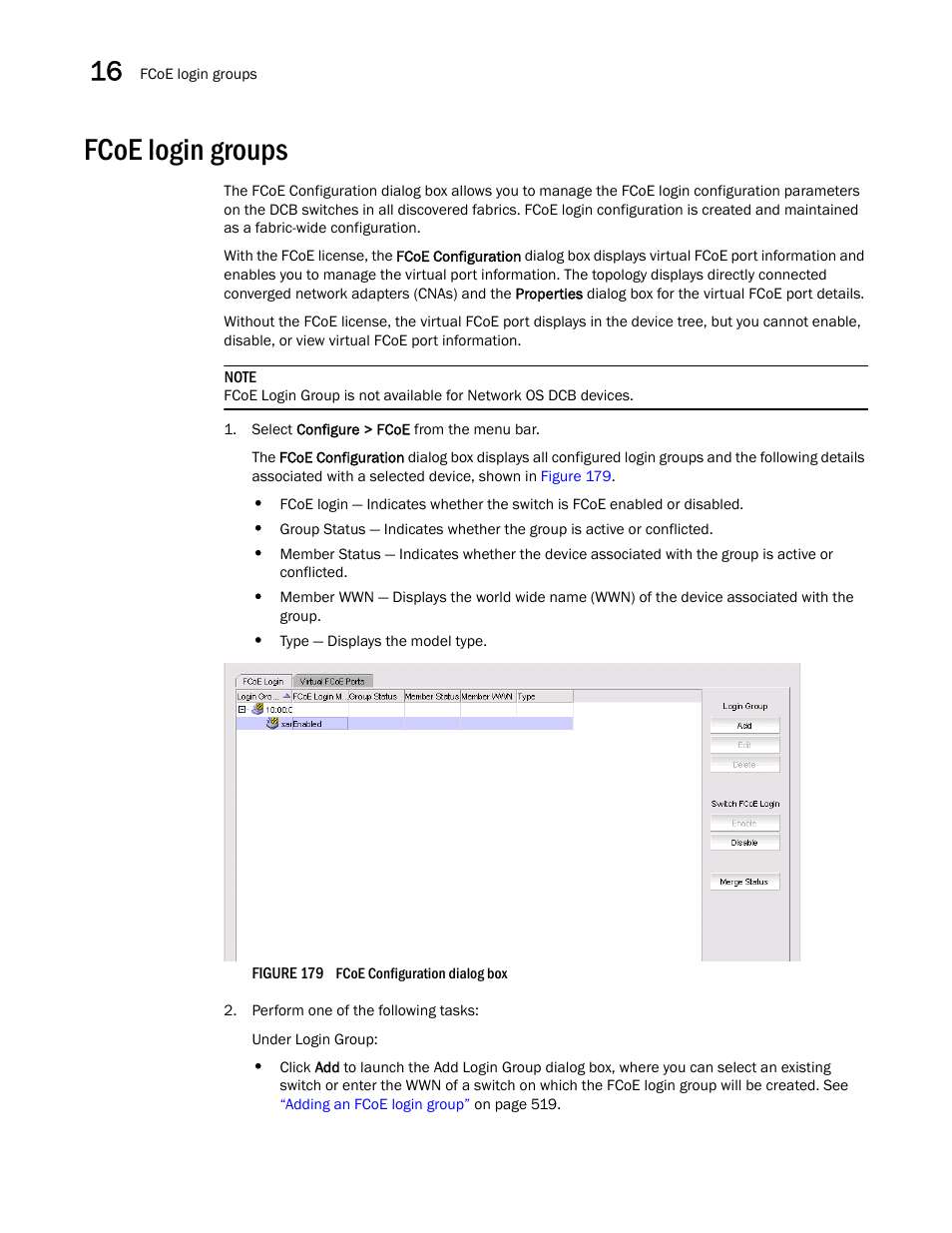 Fcoe login groups | Brocade Network Advisor SAN User Manual v12.1.0 User Manual | Page 566 / 1690
