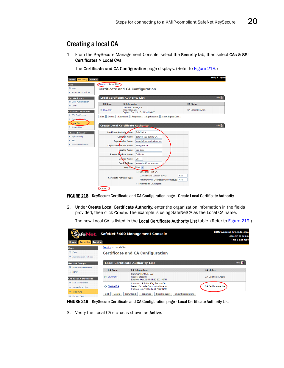 Creating a local ca | Brocade Network Advisor SAN User Manual v12.1.0 User Manual | Page 665 / 1690