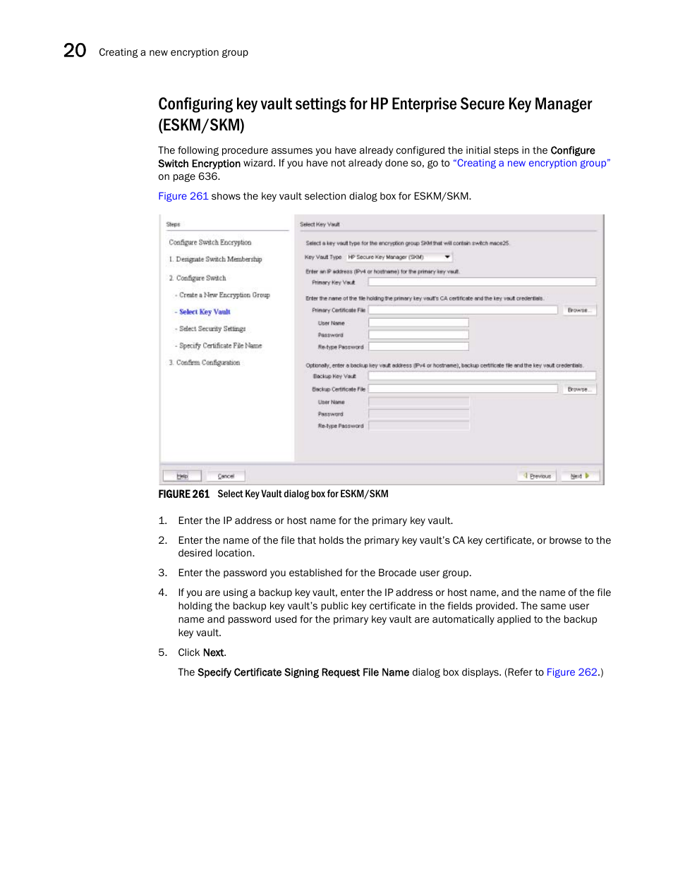 Configuring key vault settings for hp, Enterprise secure key manager (eskm/skm) | Brocade Network Advisor SAN User Manual v12.1.0 User Manual | Page 700 / 1690