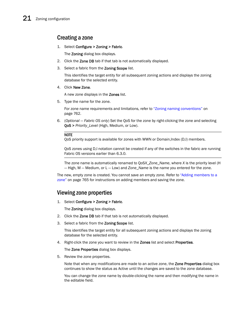 Creating a zone, Viewing zone properties | Brocade Network Advisor SAN User Manual v12.1.0 User Manual | Page 812 / 1690