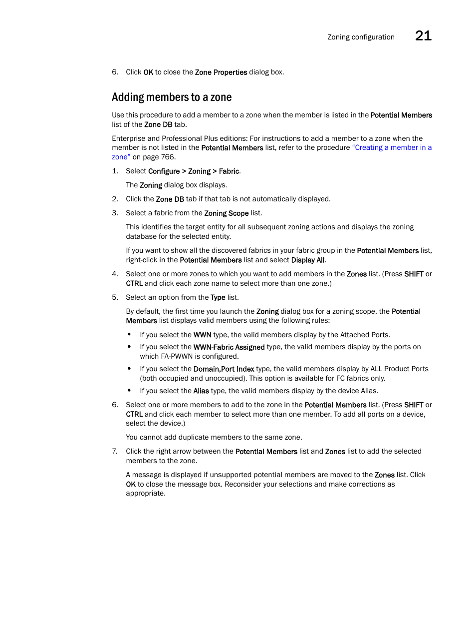 Adding members to a zone, Adding members to a, Zone | Brocade Network Advisor SAN User Manual v12.1.0 User Manual | Page 813 / 1690