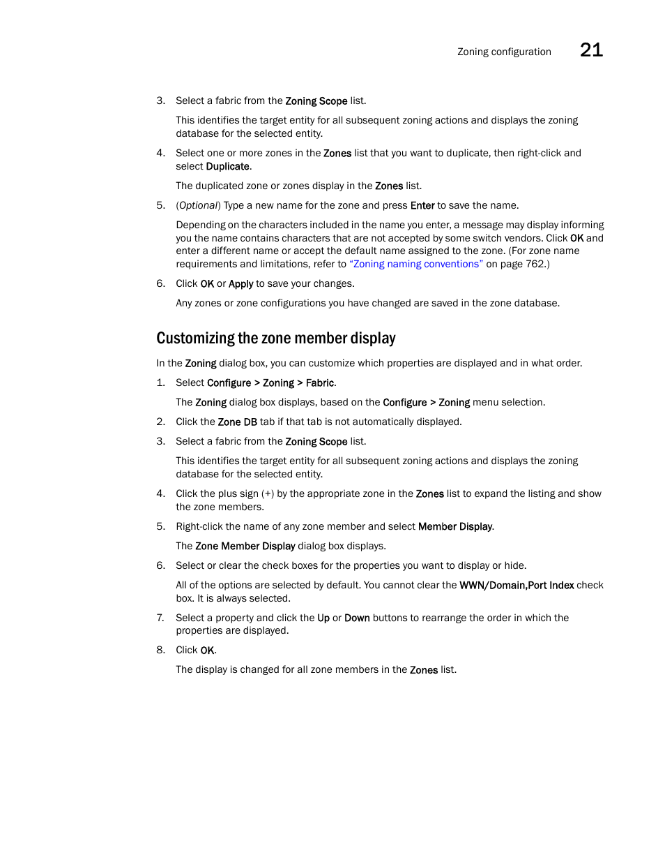 Customizing the zone member display | Brocade Network Advisor SAN User Manual v12.1.0 User Manual | Page 817 / 1690