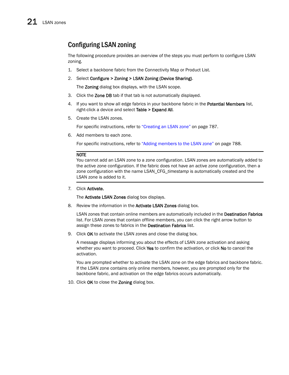 Configuring lsan zoning | Brocade Network Advisor SAN User Manual v12.1.0 User Manual | Page 834 / 1690