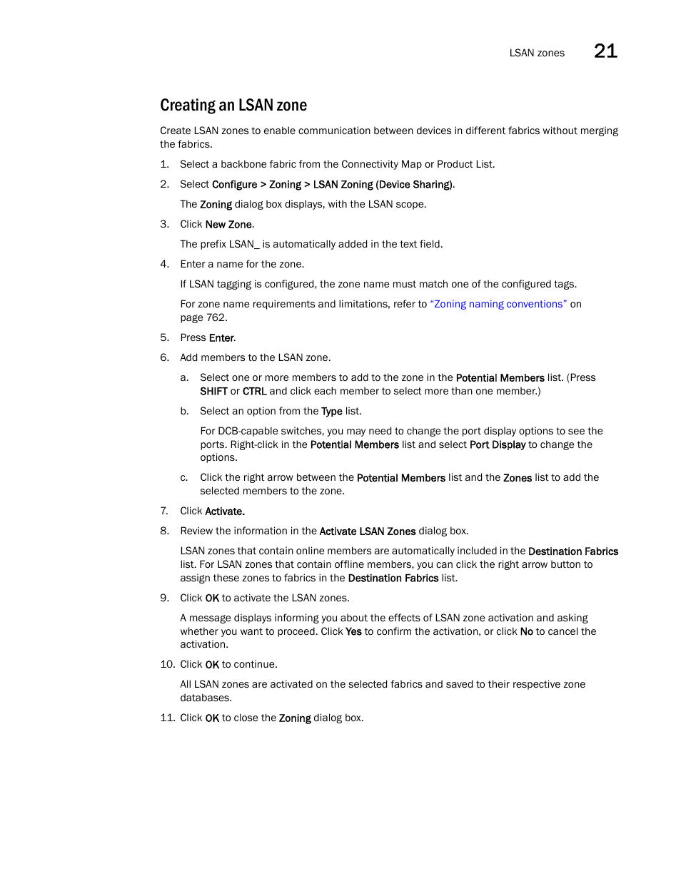 Creating an lsan zone | Brocade Network Advisor SAN User Manual v12.1.0 User Manual | Page 835 / 1690