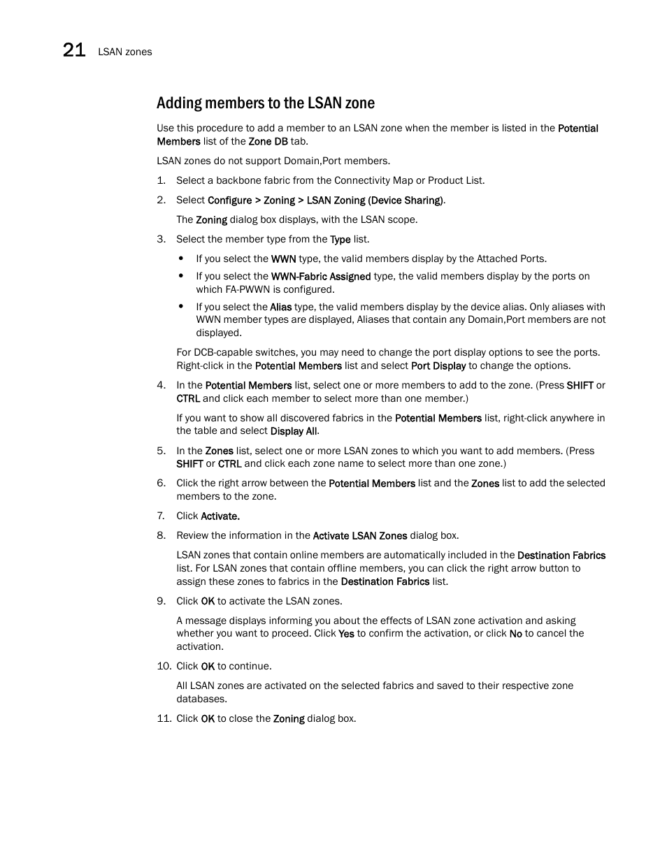 Adding members to the lsan zone | Brocade Network Advisor SAN User Manual v12.1.0 User Manual | Page 836 / 1690