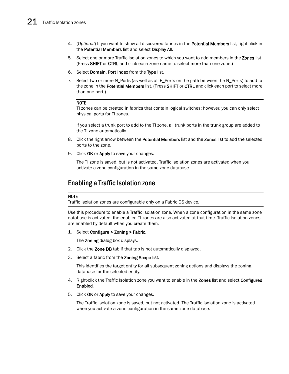 Enabling a traffic isolation zone | Brocade Network Advisor SAN User Manual v12.1.0 User Manual | Page 842 / 1690