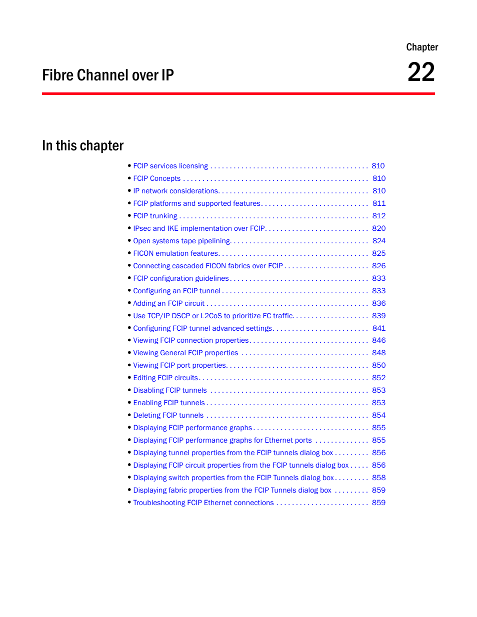 Fibre channel over ip, Chapter 22, Chapter 22, “fibre channel over ip | Chapter | Brocade Network Advisor SAN User Manual v12.1.0 User Manual | Page 857 / 1690