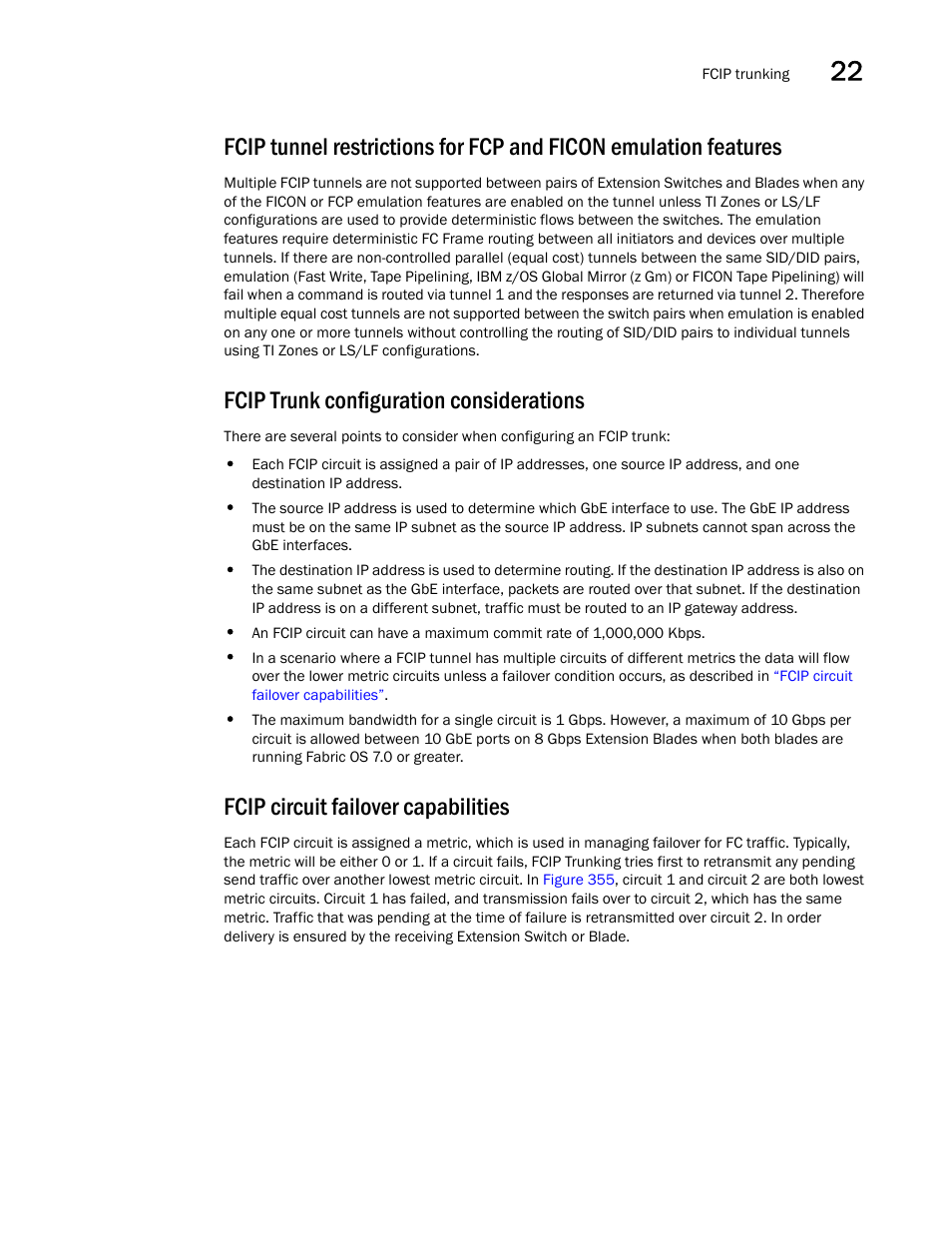 Fcip trunk configuration considerations, Fcip circuit failover capabilities | Brocade Network Advisor SAN User Manual v12.1.0 User Manual | Page 861 / 1690