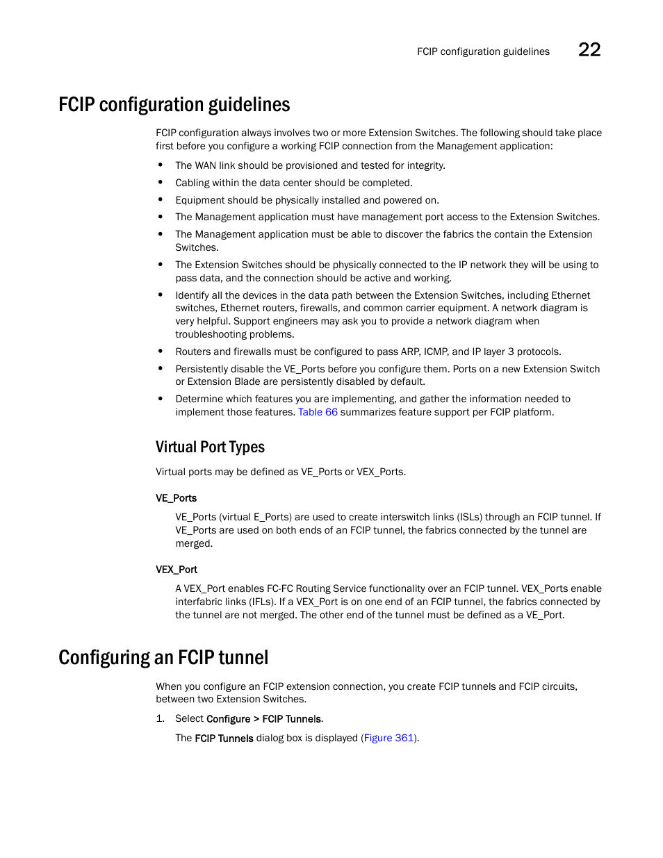 Fcip configuration guidelines, Virtual port types, Configuring an fcip tunnel | Eps under, Configuring an fcip, Tunnel | Brocade Network Advisor SAN User Manual v12.1.0 User Manual | Page 881 / 1690