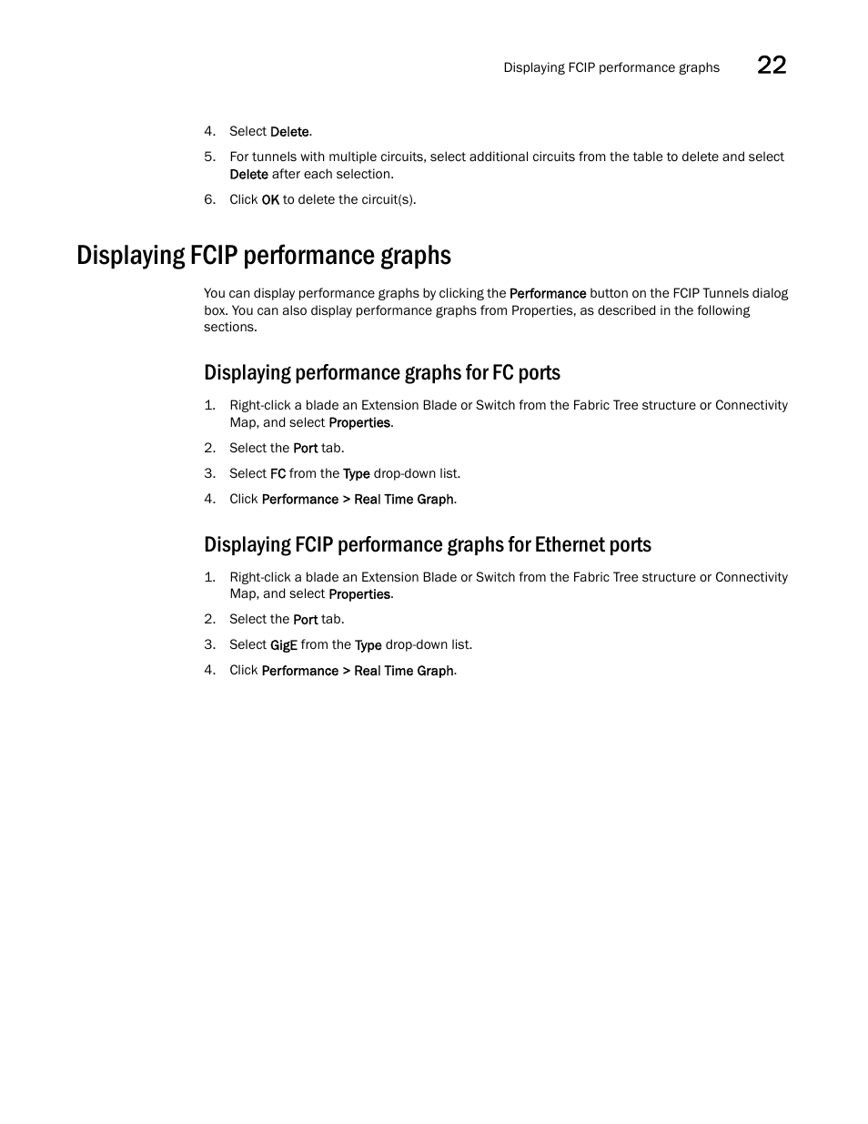 Displaying fcip performance graphs, Displaying performance graphs for fc ports | Brocade Network Advisor SAN User Manual v12.1.0 User Manual | Page 903 / 1690