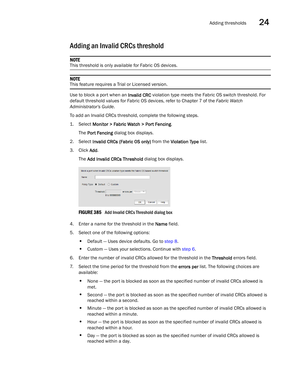 Adding an invalid crcs threshold, Step 6 | Brocade Network Advisor SAN User Manual v12.1.0 User Manual | Page 925 / 1690