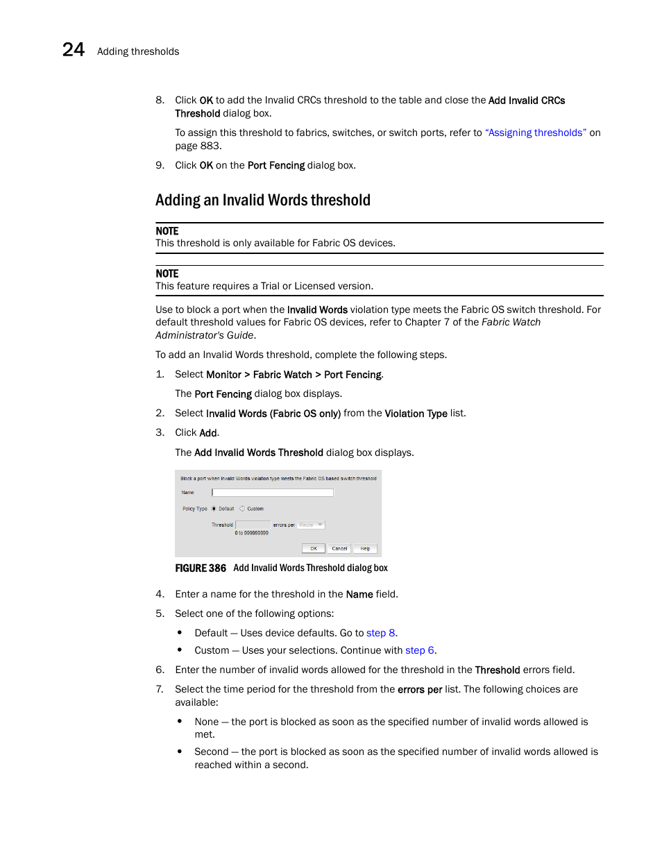 Adding an invalid words threshold, Step 8 | Brocade Network Advisor SAN User Manual v12.1.0 User Manual | Page 926 / 1690