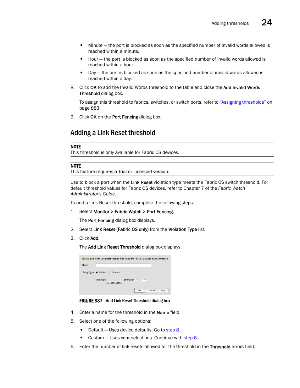 Adding a link reset threshold, Step 8 | Brocade Network Advisor SAN User Manual v12.1.0 User Manual | Page 927 / 1690