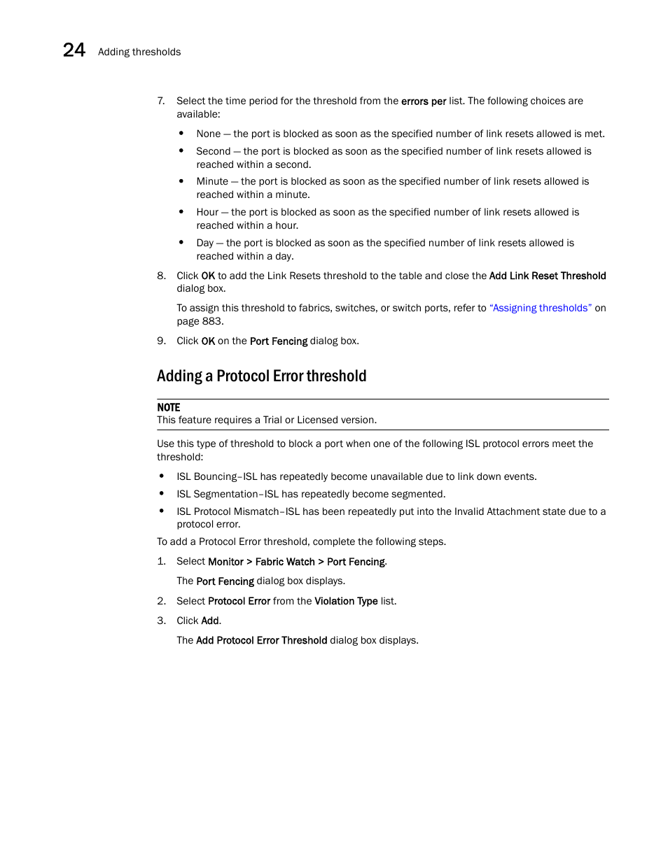 Adding a protocol error threshold, Step 8 | Brocade Network Advisor SAN User Manual v12.1.0 User Manual | Page 928 / 1690