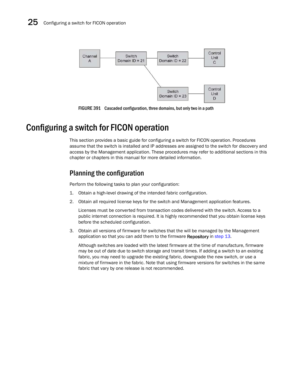 Configuring a switch for ficon operation, Planning the configuration, Figure 391 | Brocade Network Advisor SAN User Manual v12.1.0 User Manual | Page 942 / 1690