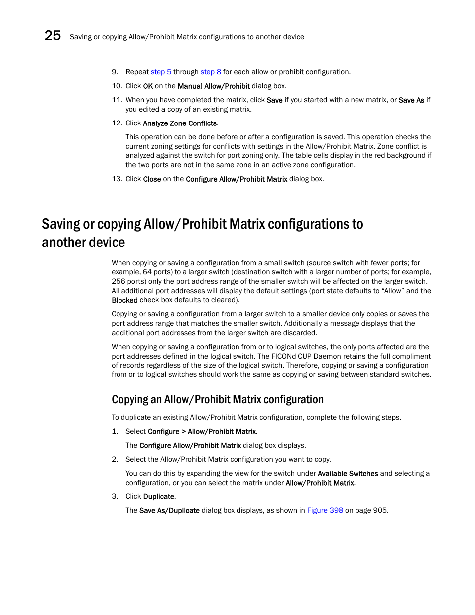 Copying an allow/prohibit matrix configuration | Brocade Network Advisor SAN User Manual v12.1.0 User Manual | Page 952 / 1690