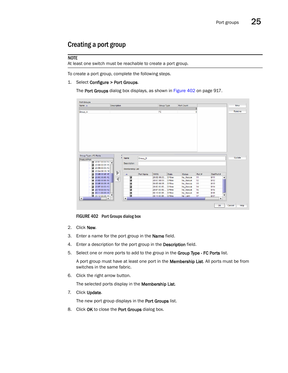 Creating a port group | Brocade Network Advisor SAN User Manual v12.1.0 User Manual | Page 965 / 1690