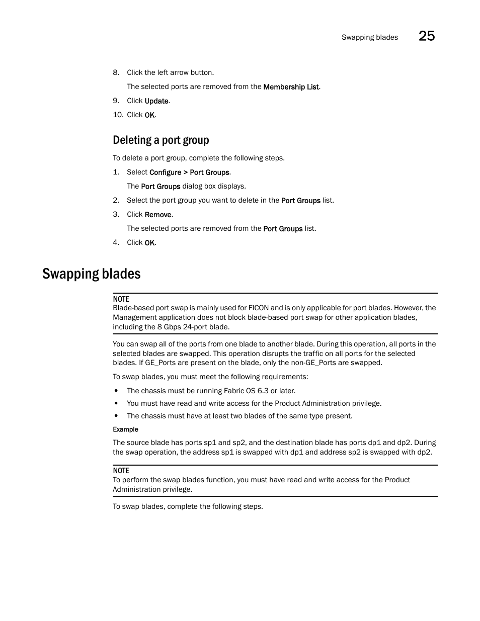 Deleting a port group, Swapping blades | Brocade Network Advisor SAN User Manual v12.1.0 User Manual | Page 967 / 1690