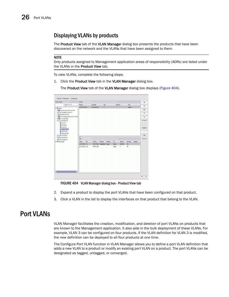 Displaying vlans by products, Port vlans | Brocade Network Advisor SAN User Manual v12.1.0 User Manual | Page 974 / 1690