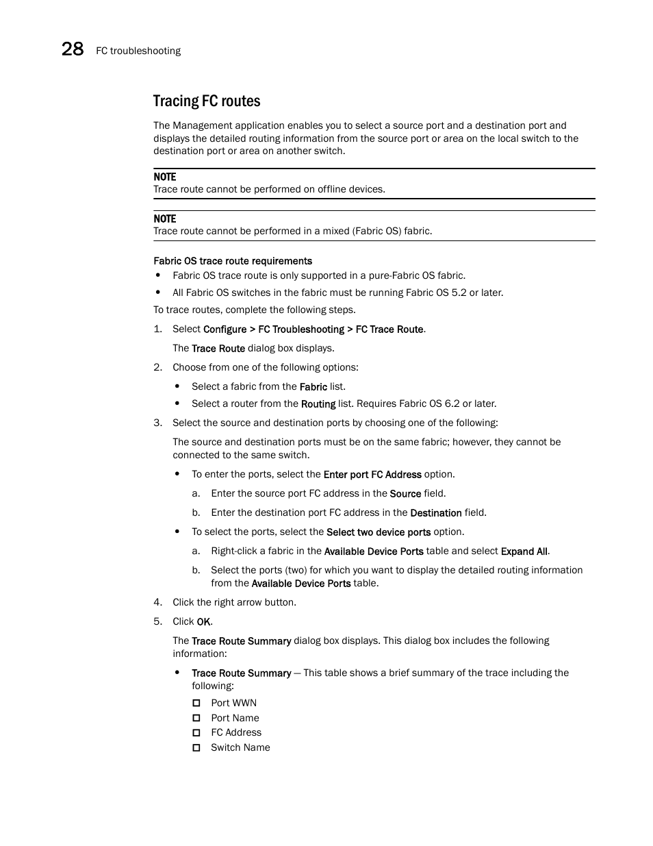 Tracing fc routes | Brocade Network Advisor SAN User Manual v12.1.0 User Manual | Page 998 / 1690