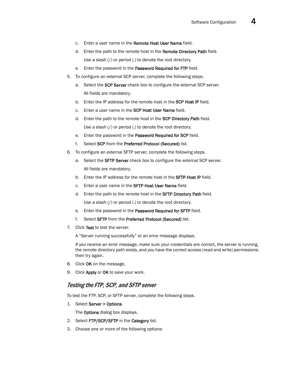 Testing the ftp, scp, and sftp server | Brocade Network Advisor SAN User Manual v12.3.0 User Manual | Page 181 / 1940