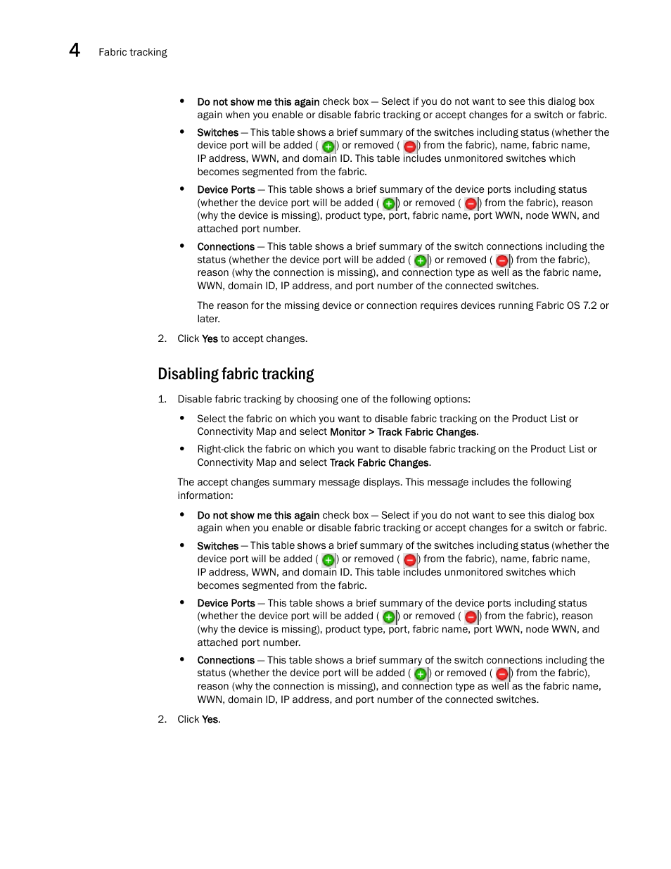 Disabling fabric tracking | Brocade Network Advisor SAN User Manual v12.3.0 User Manual | Page 186 / 1940