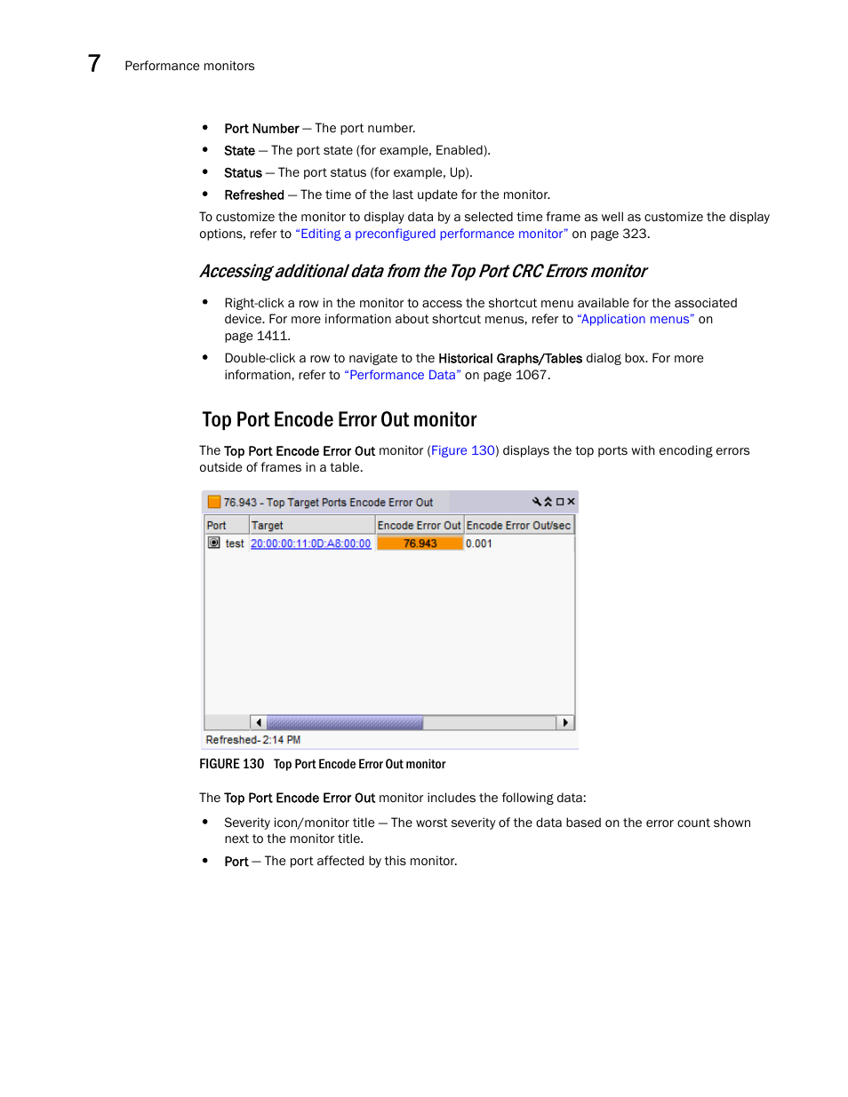 Top port encode error out monitor | Brocade Network Advisor SAN User Manual v12.3.0 User Manual | Page 356 / 1940
