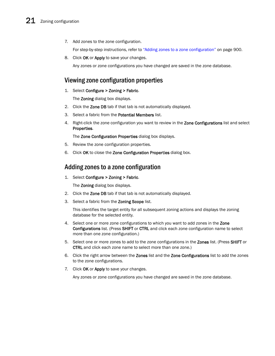 Viewing zone configuration properties, Adding zones to a zone configuration | Brocade Network Advisor SAN User Manual v12.3.0 User Manual | Page 952 / 1940