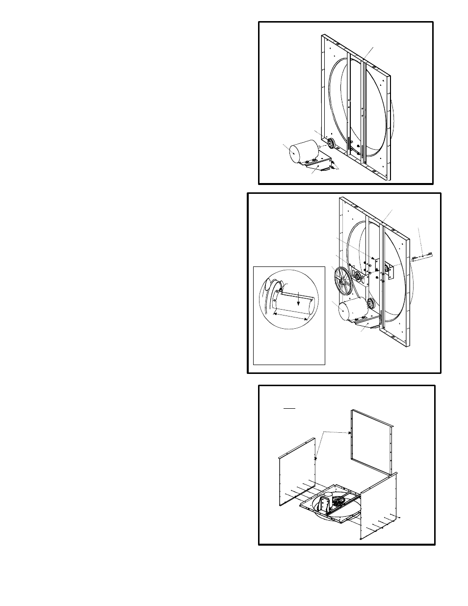 Attachment of bearing mounts, Installing prop shaft, Installing the prop pulley | Alignment of the pulleys, Installing the fan belt, Light trap installation | Hired-Hand Light Traps: Light Trap Fan Unassembled User Manual | Page 2 / 4