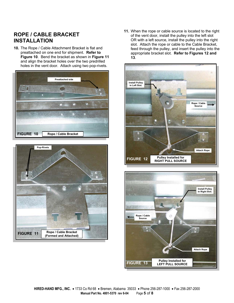 Rope / cable bracket installation | Hired-Hand Baffles, Vents, & Inlets: Vent Kit for Generation Structures User Manual | Page 5 / 8