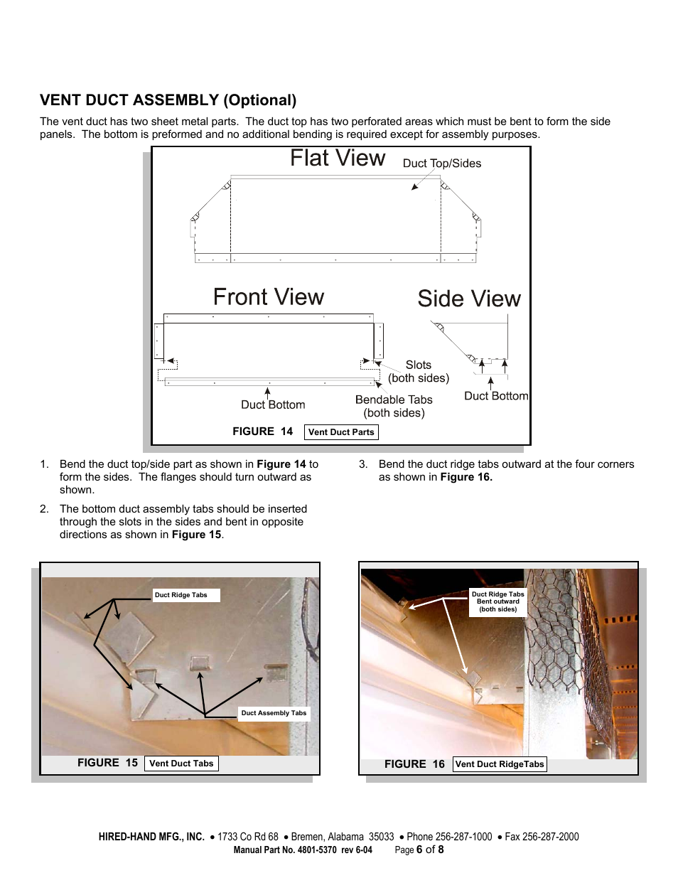 Vent duct assembly (optional) | Hired-Hand Baffles, Vents, & Inlets: Vent Kit for Generation Structures User Manual | Page 6 / 8