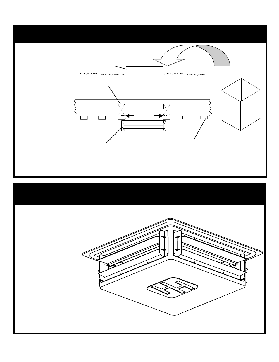 Cut ceiling opening & install collar, Attachment of quad ceiling inlet to ceiling | Hired-Hand Baffles, Vents, & Inlets: QUAD CEILING INLET User Manual | Page 2 / 2