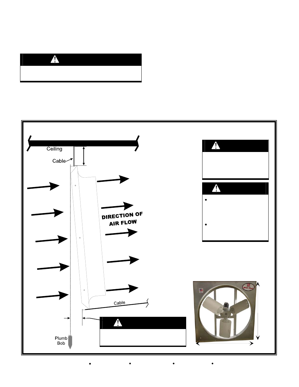 24 inch stir fan installation, Warning, Important | Hired-Hand Circulation and Stir Fans: MEGA-FLOW 24 INCH ORIFICE STIR FANS User Manual | Page 2 / 2