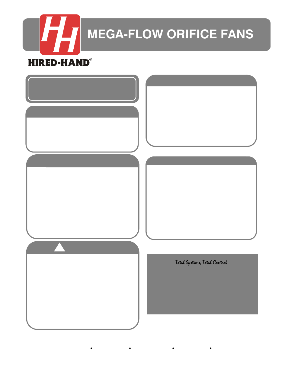 Hired-Hand Circulation and Stir Fans: MEGA-FLOW ORIFICE FANS User Manual | 2 pages