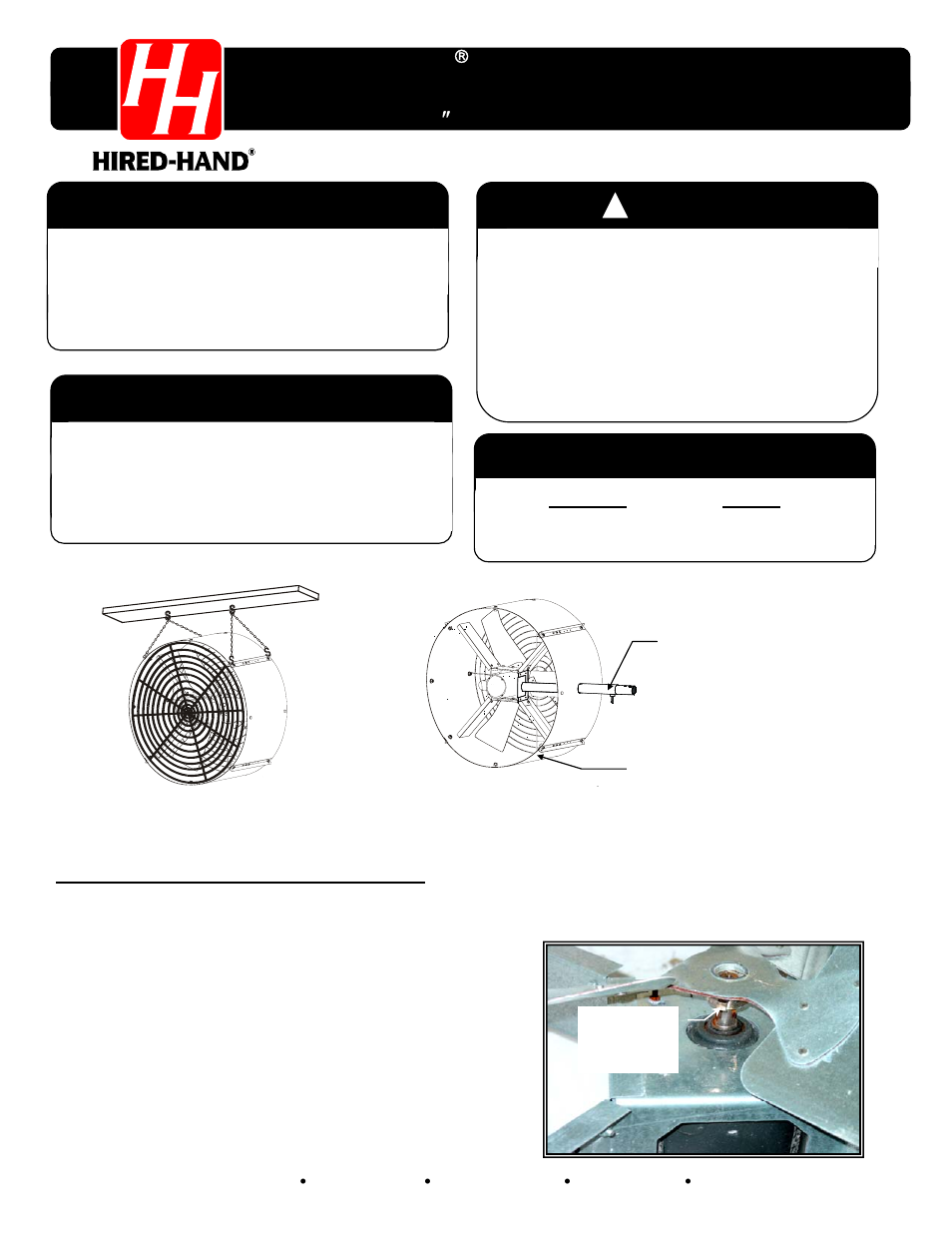 Hired-Hand Circulation and Stir Fans: MEGA FLOW Motor Replacement 36 (91 cm) Fan Housing User Manual | 2 pages