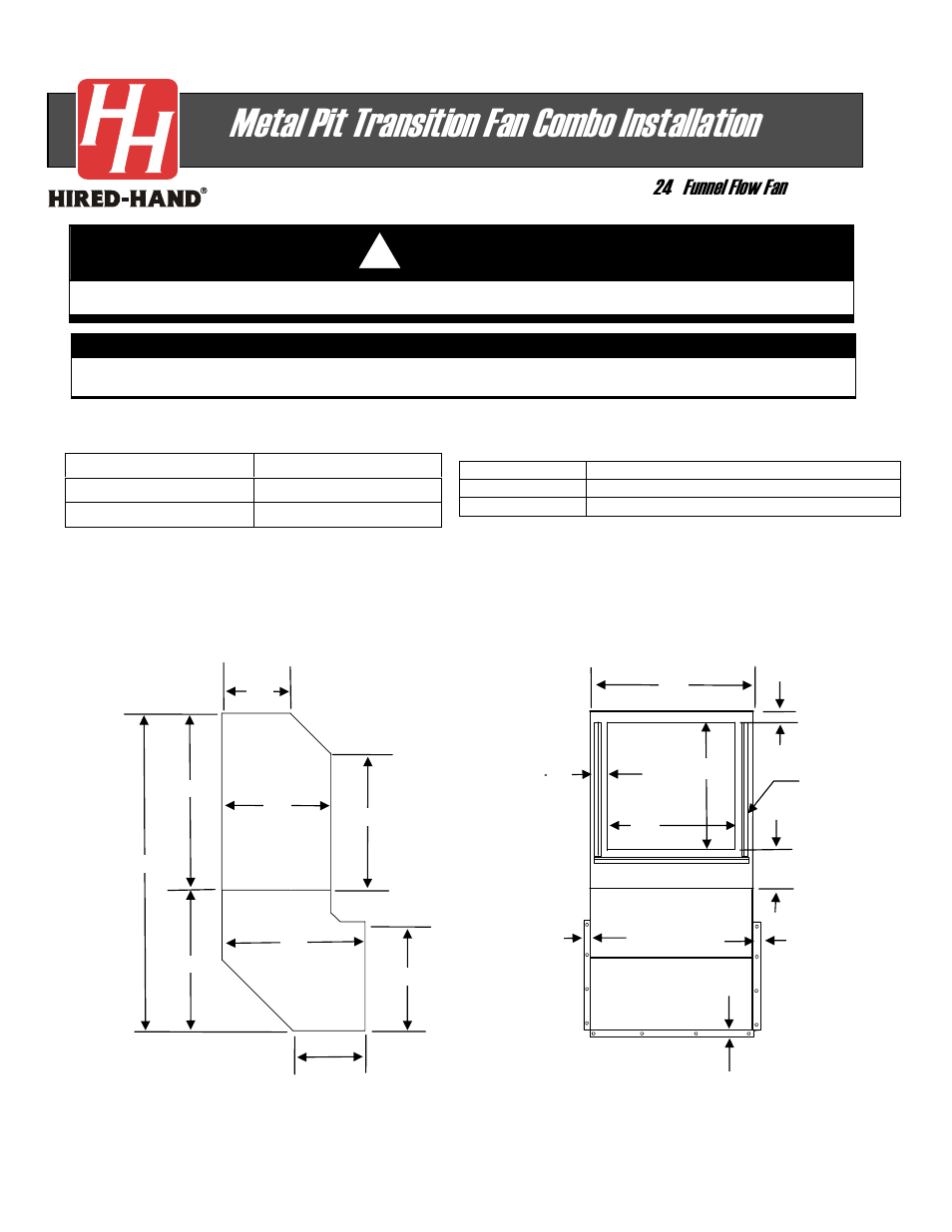 Hired-Hand Funnel Flow Fans: Metal Pit Transition Fan Combo Installation (24 Funnel Flow Fan) User Manual | 6 pages