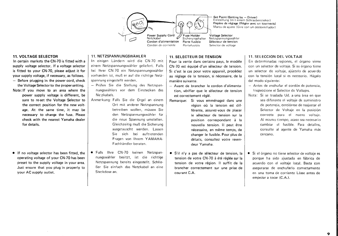 Yamaha CN-70 User Manual | Page 11 / 16