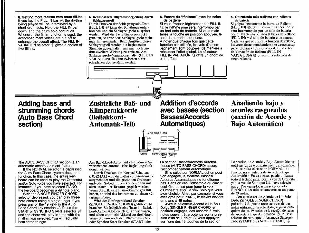 Getting more realism with drum fill-ins, Encore du “réalisme” avec les solos de batterìe | Yamaha PS-35 User Manual | Page 15 / 36