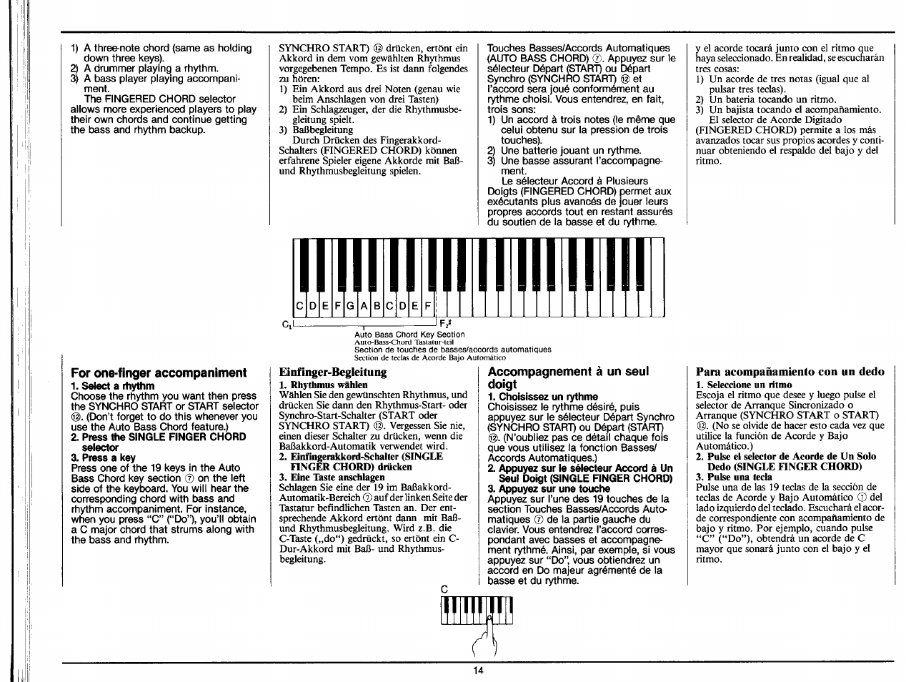 Einfinger-begleitung, Choisissez un rythme, Appuyez sur une touche | Yamaha PS-35 User Manual | Page 16 / 36