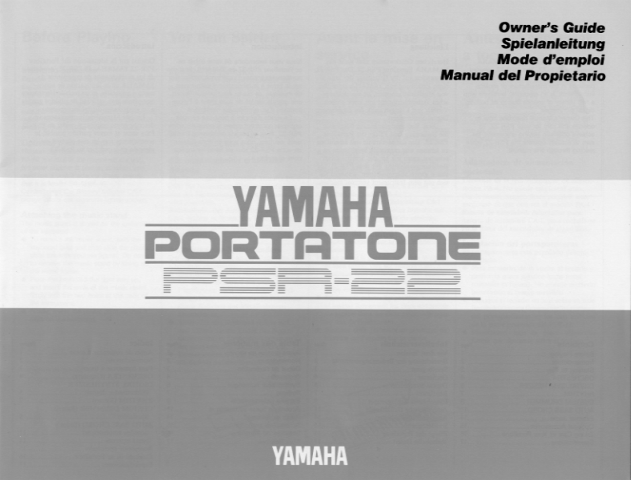 Yamaha PSR-22 User Manual | 20 pages